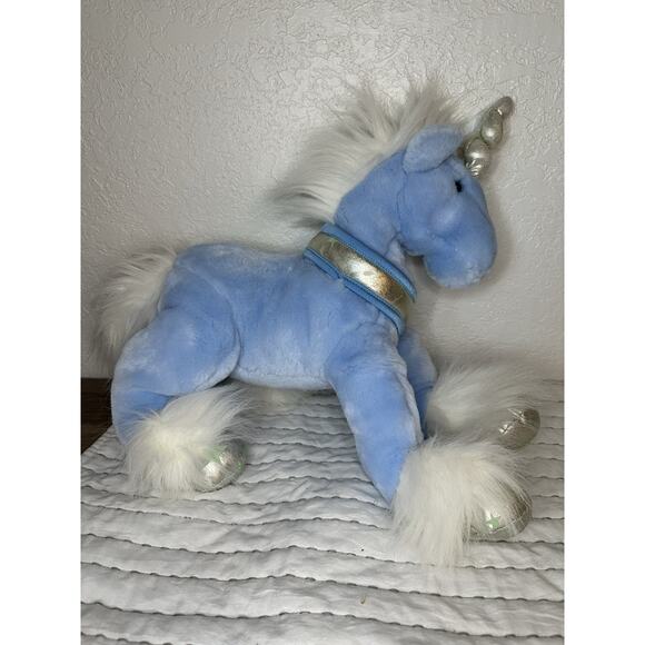 2007 Animal Alley Toys R Us Stars Unicorn Stuffed Animal Plush Blue White 18" - Picture 8 of 10